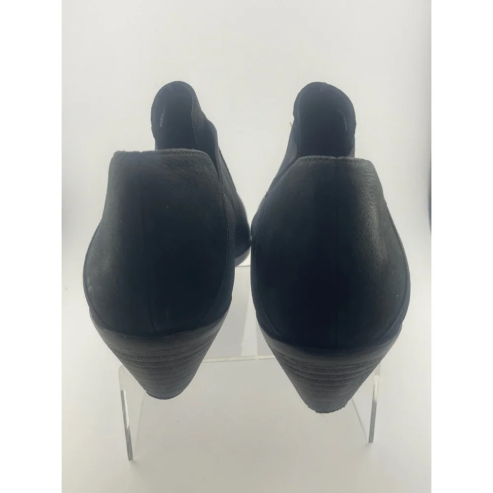 Eileen Fisher Perry black‎ nubuck suede elastic cutout shoes booties sz 7.5
